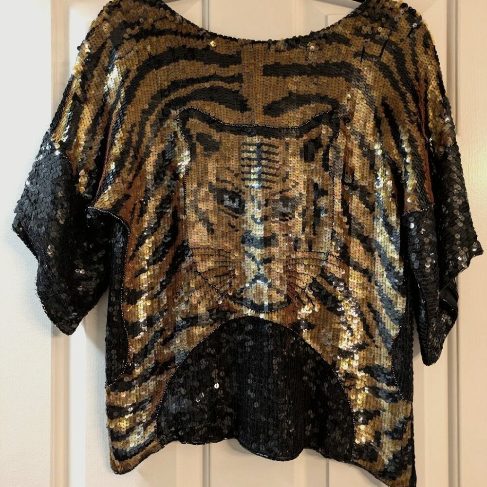 Womans animal sequined top